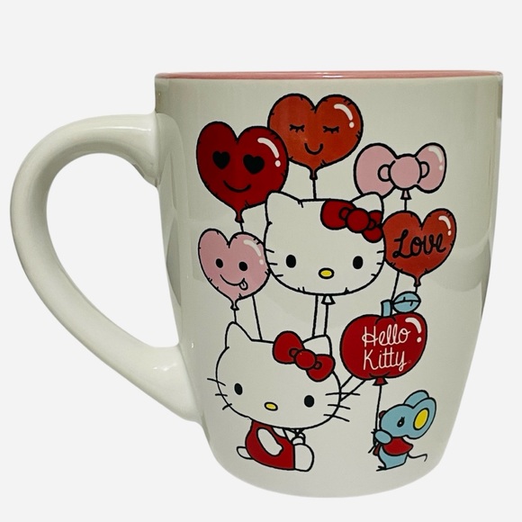 Sanrio Other - Huge Sanrio Hello Kitty & Joey, Love Heart Balloons Ceramic Coffee Cup Mug 25oz